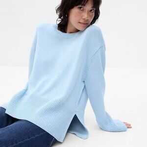 GAP 24/7 Split-Hem Crewneck Sweater - Light Blue